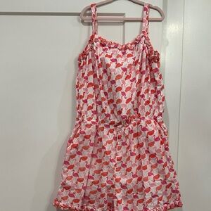 Mini Boden Girls Pink and White Flamingo Print Romper
